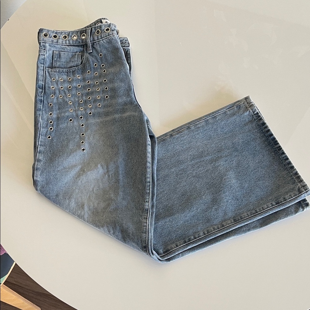 Women's  Flare Jeans with Eyelet Detail